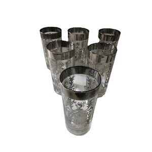 MCM Kimiko Guardian Silver Knight Highball Cocktail Glass  Madmen SOLD INDIVIDUA